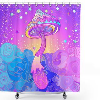 Personality  Magic Mushrooms. Psychedelic Hallucination. Vibrant Vector Illus Shower Curtains