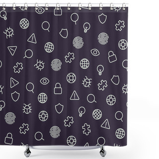 Personality  Security Icons Seamless Pattern. Vector Background Shower Curtains