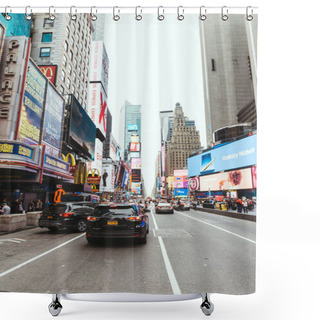 Personality  TIMES SQUARE, NEW YORK, USA - OCTOBER 8, 2018: Urban Scene With Crowded Times Square In New York, Usa Shower Curtains