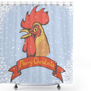 Personality   Rooster Head And Snow Shower Curtains