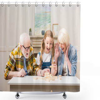 Personality  Family Playing Jenga Game Shower Curtains