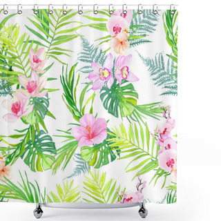 Personality  Exotic Plants Seamless Vector Print Shower Curtains