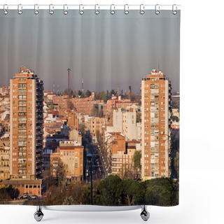 Personality  City Of Madrid Cityscape Shower Curtains