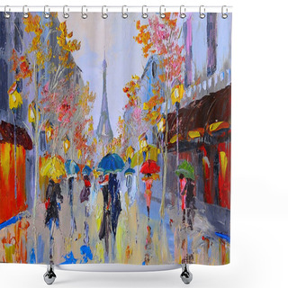 Personality  Oil Painting Of  Eiffel Tower, France, Art Work Shower Curtains
