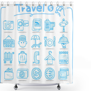 Personality  Hand Drawn Travel Icons Shower Curtains