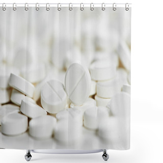 Personality  White Round Medicine Tablet Antibiotic Pills Shower Curtains