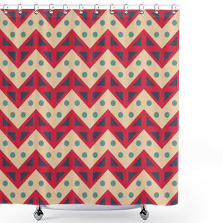 Personality  Vector Modern Seamless Colorful Geometry Chevron Lines Pattern, Color Red Blue, Abstract Geometric Background, Trendy Multicolored Print, Retro Texture, Hipster Fashion Design Shower Curtains