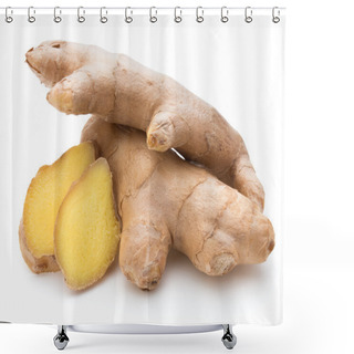 Personality  Fresh Ginger Roots With Slices Shower Curtains