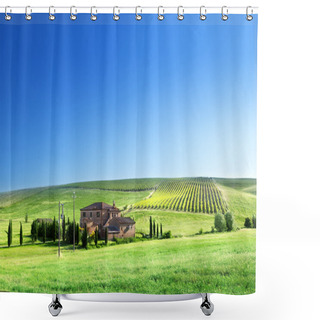 Personality  Tuscany Landscape With Typical Farm House Shower Curtains