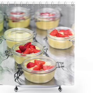 Personality  Close Up View Of Cream Panacotta Dessert Shower Curtains