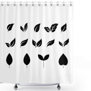 Personality  Leaf Icon Set White Background Leaves Icon Vector Set Isolated Shower Curtains