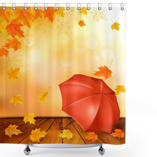 Personality  Retro Autumn Background With Colorful Leaves And An Umbrella. Ve Shower Curtains
