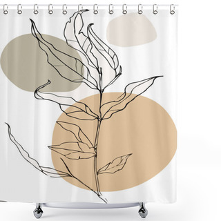 Personality  Vector Illustration Of Hand-drawn Sketch Plant Stem With Green And Beige Spots On White Background  Shower Curtains