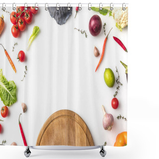 Personality  Wooden Board And Unprocessed Vegetables Shower Curtains