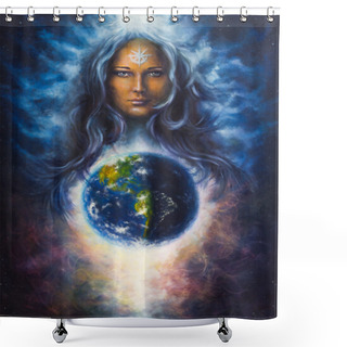 Personality  Beautiful Oil Painting On Canvas Of A Woman Goddess Lada As A Mighty Loving Guardian And Protective Spirit Upon The Earth Shower Curtains