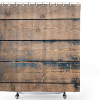 Personality  Top View Of Dark Wooden Rustic Background. Horizontal Planks. Shower Curtains