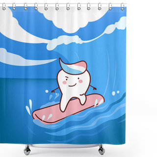 Personality  Cartoon Teeth Surfing Shower Curtains