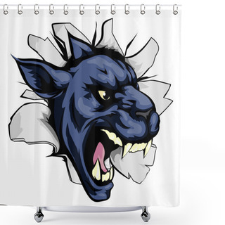 Personality  Panther Sports Mascot Breakthrough Shower Curtains