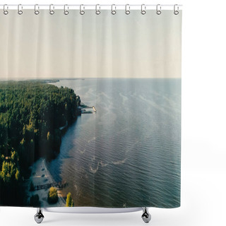 Personality  Aerial View Of River And Forest With Sky At Background  Shower Curtains