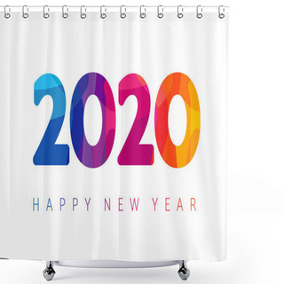 Personality  2020, Happy New Year Xmas Greetings Card. Holidays Background, Colorful Stained Shape 20 & 20 Isolated Digits. Vector Christmas Numbers Template Shower Curtains
