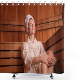 Personality  Beautiful Young Woman In Sauna Shower Curtains