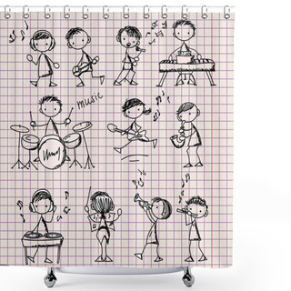 Personality  Set Of Music Doodles Shower Curtains