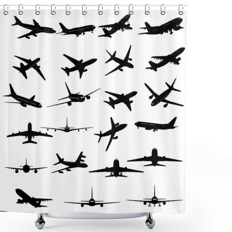 Personality  Planes Silhouette Shower Curtains
