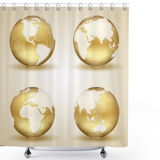 Personality  Golden Earth Shower Curtains