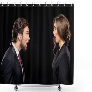 Personality  Shocked Couple In Formal Wear Shower Curtains