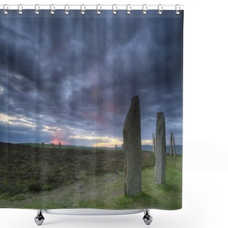 Personality  Sunset At The Ring Of Brodgar In Orkney Shower Curtains
