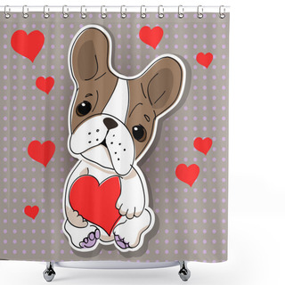 Personality  Cute Dog In Love. Vector Illustration. Shower Curtains