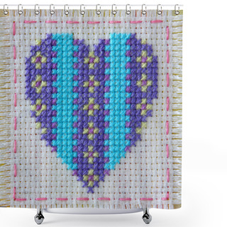 Personality  Heart, Embroidery, Valentines. Valentine's Day Shower Curtains