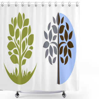 Personality  Vector Tree Emblem 3 Shower Curtains