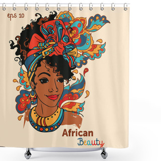 Personality  Beautiful African American Woman On Beautiful Ornament Shower Curtains