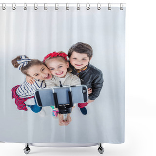 Personality  Children Making Selfie Shower Curtains