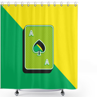 Personality  Ace Of Spades Green And Yellow Modern 3d Vector Icon Logo Shower Curtains