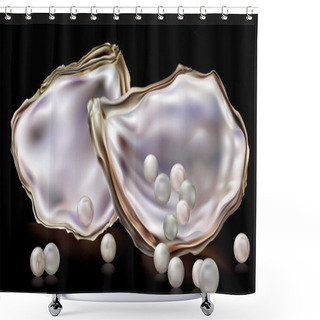Personality  Pearls In The Oyster Shell Shower Curtains
