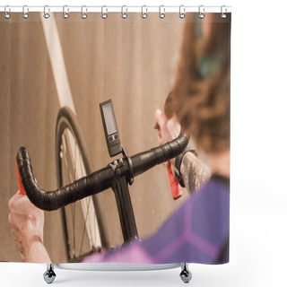 Personality  Cyclist Riding Bicycle During Race Shower Curtains
