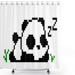 Personality  Pixel Sleeping Panda Image. Vector Illustration Of Pixel Art. Shower Curtains