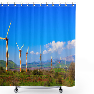 Personality  Several Huge Modern Windmills  Shower Curtains