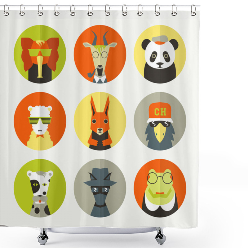 Personality  Set Of Stylized Animal Avatar Shower Curtains