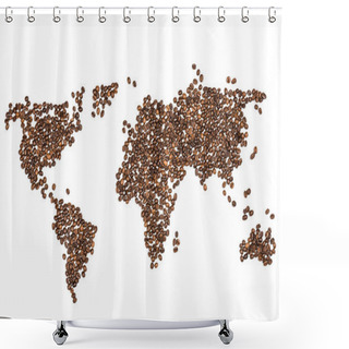 Personality  World Map Made From Coffee Beans Shower Curtains