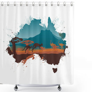 Personality  Grunge Australia Travel Design Template Shower Curtains