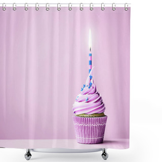 Personality  Purple Birthday Cupcake Shower Curtains