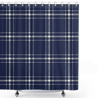 Personality  Classic Hand-Drawn Two-Color Blue And White Plaid Checks Vector Seamless Pattern Shower Curtains