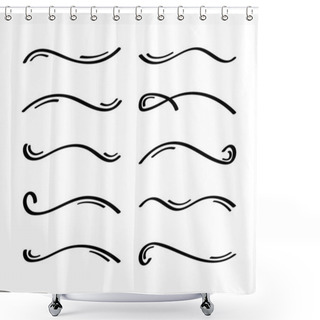 Personality  Hand Drawn Collection Of Curly Swishes, Swashes, Swoops. Calligraphy Swirl. Highlight Text Elements Shower Curtains