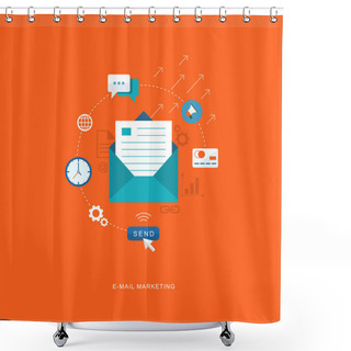 Personality  Flat Design Illustration With Icons. E-mai Marketing Shower Curtains