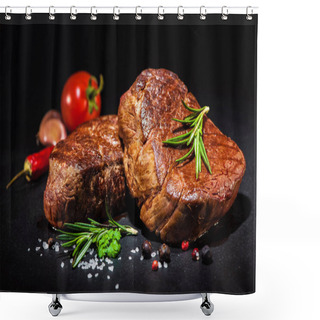 Personality  Grilled Beef Fillet Steaks With Spices Shower Curtains