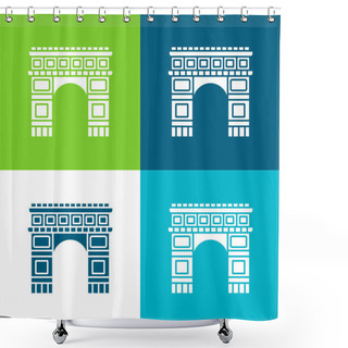 Personality  Arc De Triomphe Flat Four Color Minimal Icon Set Shower Curtains