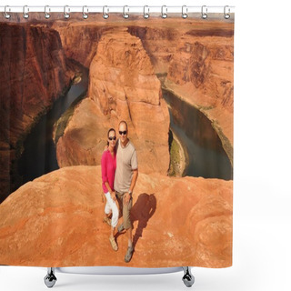 Personality  Couple In Arizona Horseshoe Bend Shower Curtains